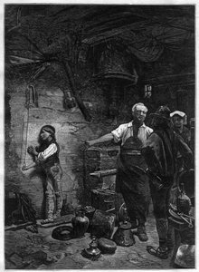 Retrato de Gioachino (Gioacchino) Rossini (1792-1868), compositor italiano na Oficina do Caldeireiro - gravura após a pintura de Franz Meerts (1836-1896) de Frans Meerts