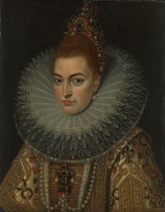 Retrato da Arquiduquesa Isabella Clara Eugenia (1566-1633), Infanta de Espanha de Frans Pourbus (II) (workshop of)