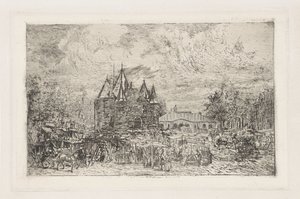 Vista do Nieuwmarkt, Amsterdão de Frans Schikkinger