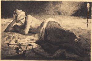 Deitada odalisca por uma fonte de Frans Schwartz