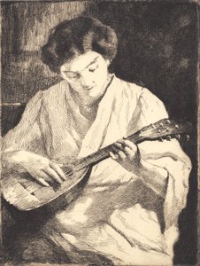 Senhora tocando bandolim de Frans Schwartz