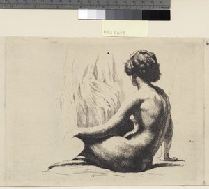 Modelo feminino nu sentado no chão