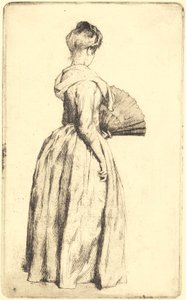 Senhora de pé com um ventilador de Frans Schwartz