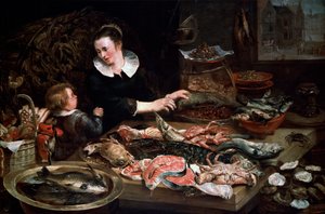 A Fishmongers Shop, c1616-1618. de Frans Snyders or Snijders