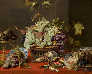 Natureza morta com uvas e caça, c. 1630.