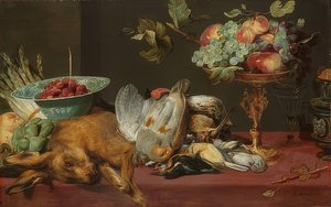 Natureza morta com pequenos jogos e frutas de Frans Snyders or Snijders