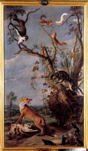 O gato e a raposa Ilustração da fábula de Jean de la Fontaine. Pintura de Frans Snyders (1579-1657) (ec.flam.) Madrid do século XVII, Museu do Prado.