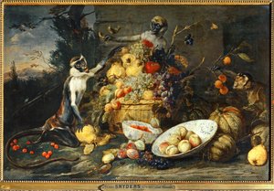 Três macacos, ladrões de fruta ... de Frans Snyders