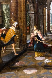 Salomão recebe a Rainha de Sabá no seu palácio de Frans & Vries Paul V. de (1567 1630) Francken