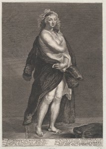 Retrato de Helena Fourment, segunda esposa de Rubens, com casaco de pele sobre os ombros, 1728., 1728 de Frans van Stampart