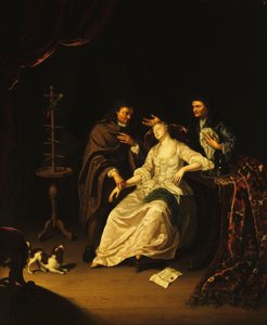 Um médico cuidando de uma garota desmaiada, 1713 de Frans van the Younger Mieris