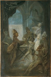 Cena de teatro (crianças brincando de soldados?) de Franz Anton Maulbertsch