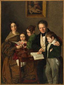 O compositor Johann Baptist Gänsbacher 1778-1844 e sua família, c.1838. de Franz Anton Stecher