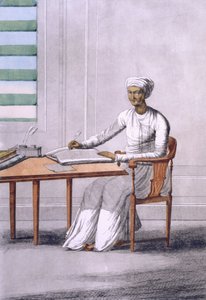 Um causto (clerkscribe), de "Os Hindus ou a Descrição de seus Costumes e Cerimônias", pub. 1808-12 (gravura colorida)