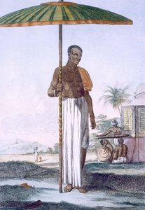 Porteiro da casta Ouriah, de &39;Os Hindus ou a Descrição de seus Costumes e Cerimônias&39;, pub. 1808-12 (gravura colorida) de Franz Balthazar Solvyns