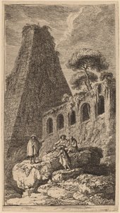 A Pirâmide de Sesto perto das Portas de São Paulo em Roma de Franz Edmund Weirotter