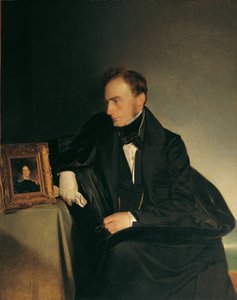 O pintor Franz Wipplinger, contemplando o retrato em miniatura da sua irmã falecida. de Franz Eybl