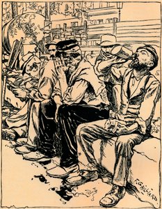 Trabalhadores no jantar, c1900 de Franz Gailliard