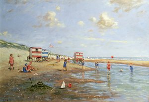 Cena de praia (óleo sobre tela) de Franz Helfferich