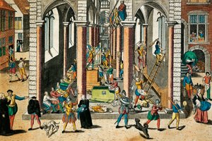 Destruição de relíquias e estátuas em igrejas, abril de 1566, gravura de Franz Hogenberg (1535 - 1590), Guerras de Religião, França de Franz Hogenberg