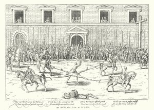 Execução de Jean de Poltrot pelo assassinato de Francisco, duque de Guise, Paris, 1563 de Franz Hogenberg