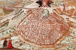 Mapa de Avignon - França (gravura de Franz Hogenberg