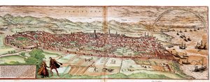Mapa de Barcelona - Espanha (gravura de Franz Hogenberg