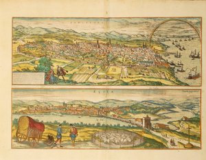 Mapa de Barcelona e Ecija de Civitates Orbis Terrarum, de Georg Braun de Franz Hogenberg
