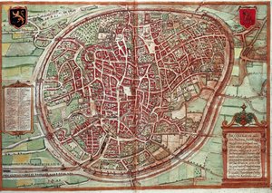 Mapa de Bruxelles - Bélgica (gravura de Franz Hogenberg