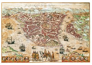 Mapa de Byzance (gravura de Franz Hogenberg