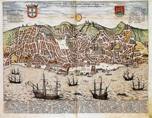 Mapa de Lisboa - Portugal (gravura de Franz Hogenberg