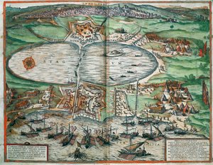 Mapa de Tunes, Tunísia (gravura de Franz Hogenberg