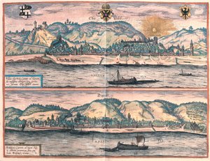 Oberwesel e Boppard, Alemanha (gravura de Franz Hogenberg