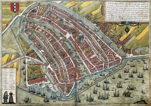Plano de Amsterdão (Amstelredamum), Holanda de Franz Hogenberg
