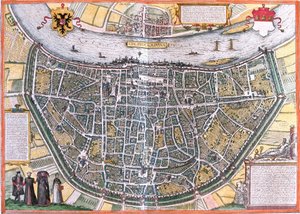 Plan of Cologne (Colonia Agrippa), Alemanha (gravura de Franz Hogenberg