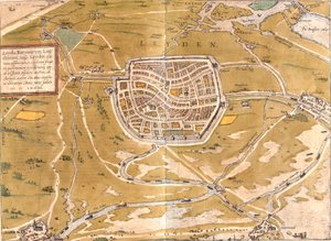 Plano de Leiden (Leyden), Holanda (gravura de Franz Hogenberg