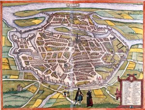 Plano de Metz (Mets), França (gravura de Franz Hogenberg