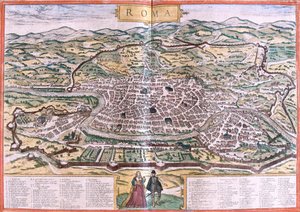Plano de Roma (Roma), Itália (gravura de Franz Hogenberg