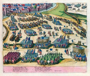 O duque de Parma alivia Paris de cerco pelas forças de Henri IV em 1590 de Franz Hogenberg