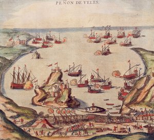 O corsário otomano Khayr al-Din Barbarossa contra o exército de Charles V, de Franz Hogenberg de Franz Hogenberg