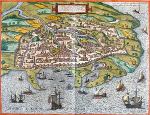 Vista de Alexandria (Alexandria), Egipto (gravura de Franz Hogenberg