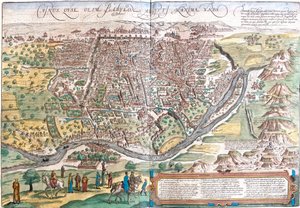 Vista do Cairo (Cairus) Egipto (gravura de Franz Hogenberg