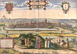 Vista de Dantzig (Gedanum) (actual Gdansk), Polónia (gravura de Franz Hogenberg