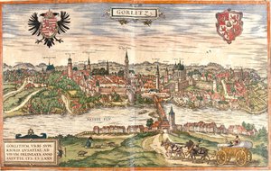 Vista de Gorlitz (Gorlitium), Alemanha (gravura de Franz Hogenberg
