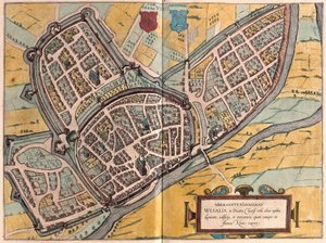 Wesel em North Rhine Westphalia, Alemanha (gravura de Franz Hogenberg