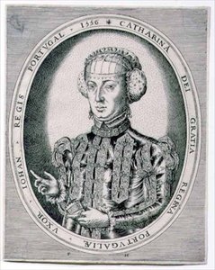 Retrato de Catarina, Rainha de Portugal, esposa de João III (1502-57) 1556 (gravura) de Franz Huys