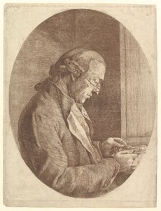 Retrato de um artista desenhando uma miniatura de retrato, 1799. de Franz Jakob Josef Ignatz von Predl