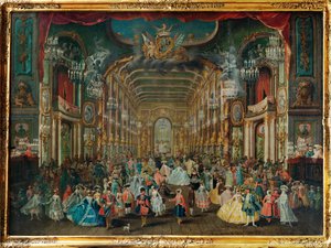 Baile de máscaras no Teatro da Residência de Bona ... de Franz Jakob Rousseau