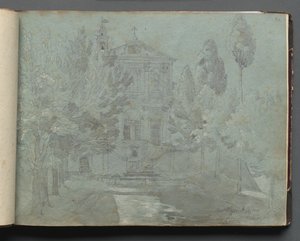 Álbum com Vistas de Roma e Arredores, Estudos Paisagísticos, página 05a: Santo Isidoro. de Franz Johann Heinrich Nadorp