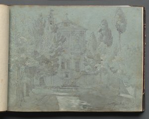 Álbum com Vistas de Roma e Arredores, Estudos Paisagísticos, página 05a: "Santo Isidoro" de Franz Johann Heinrich Nadorp